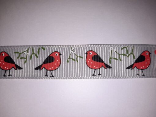 Christmas Robin 19mm Grosgrain